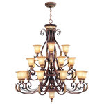 Livex Lighting - Villa Verona Chandelier, Verona Bronze With Aged Gold Leaf Accents - The Villa Verona collection of interior lighting features handsomely styled ironwork complete with scrolling details. This chandelier features a verona bronze finish with aged gold leaf accents and rustic art glass. Display casual, traditional style with this beautiful fixture.