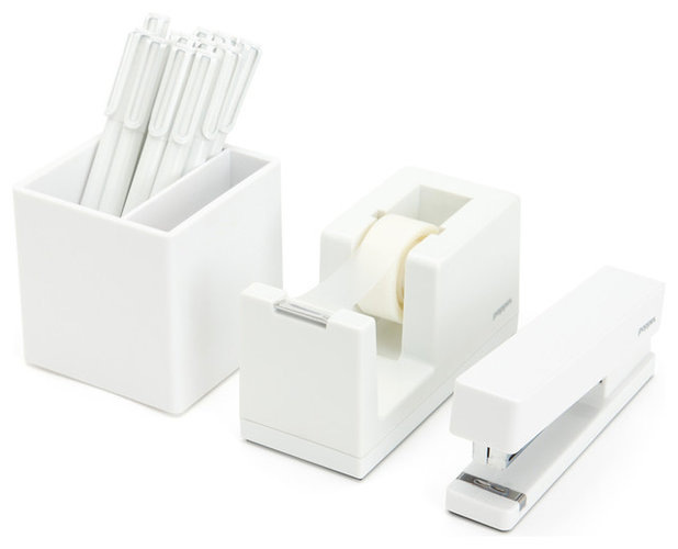 Contemporary Desk Accessories Starter Office Set, White