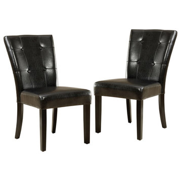 Furniture of America Peeves Faux Leather Dining Chair in Espresso (Set of 2)