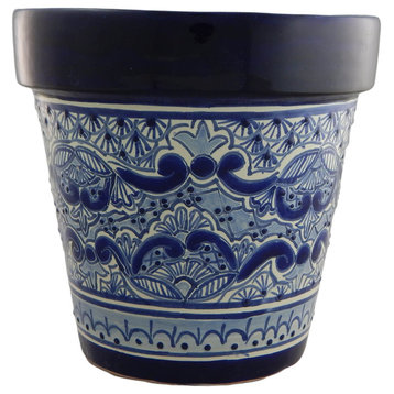 Mexican Ceramic Flower Pot Planter Folk Art Pottery Handmade Talavera 01