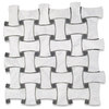 Carrara Venato Marble Big DogBone Basketweave Mosaic Tile Honed, 1 sheet