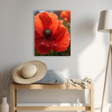 A Single Tear of Red Floral Digital Artwork Floral Wall Art Prints
