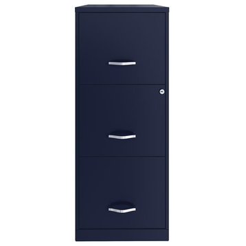 Scranton & Co 3-Drawer Modern Metal Vertical File Cabinet with Lock in Navy