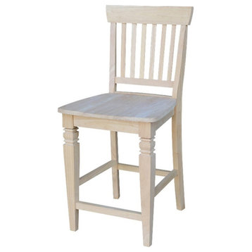 Seattle Solid Wood Counter Height Stool in Unfinished - 24" Seat Height