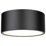 Z-Lite - Z-Lite 2302F2-MB Harley 2 Light Flush Mount in Matte Black - Elegant simplicity offers a minimalist design that captures attention, making this contemporary flushmount metal drum two-light ceiling light a versatile selection. This light from the Harley collection is perfect for casual, easy living spaces, offering a sleek large-form silhouette with a shade made of sleek matte black finish steel. Bring industrial-inspired vibes to a kitchen, dining space, or hallway with this tasteful fixture.