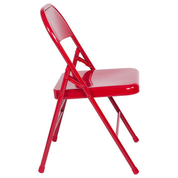 HERCULES Series Triple Braced/Double Hinged Red Metal Folding Chair, Set of 2