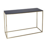 Kensal Black Console Table, Brass Base