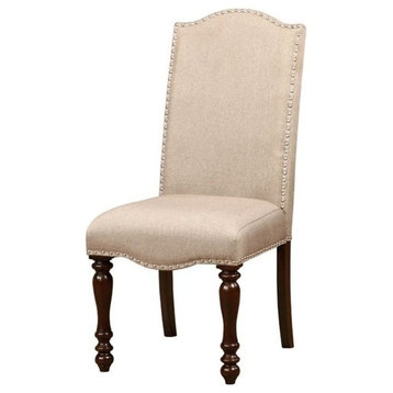 Bowery Hill 41" Transitional Fabric Dining Chair in Beige (Set of 2)