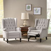Xanthe Tufted Fabric Recliner, Set of 2, Light Gray and Dark Brown