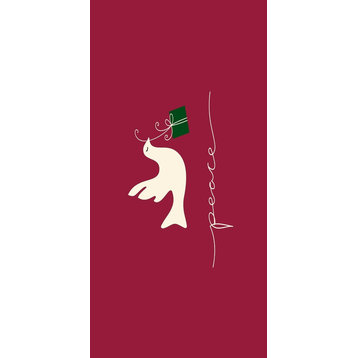 Peace Dove Decorative Holiday Animal Print Bath Towel, Cranberry