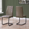 Dining Chair, Set Of 2, Side, Upholstered, Fabric, Metal, Beige, Black