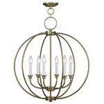 Livex Lighting - Milania Chandelier, Antique Brass - Add fresh style to an entryway, dining room and more. clean, elegant curves define this handsome pendant design. Inspired by classic cottage and continental style lighting, it comes in an antique brass finish on the orb shaped frame and canopy.
