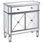 Elegant Lighting - 1 Drawer 2 Door Cabinet L60"W16"H32" Silver Clear, Silver/Clear Mirror - This mirrored cabinet is a stylish addition to your home. Featuring 1 drawer and 2 cabinet doors with plenty of room for storage, you'll love the reflective surface.
