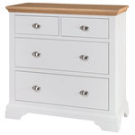Bentley Designs - Hampstead 2-Tone Painted Furniture 2-Over 2-Chest of Drawers - Hampstead Two Tone Painted 2 over 2 Chest of Drawers offers elegance and practicality for any home. Soft-grey paint finish contrasts beautifully with warm American Oak veneer tops, guaranteed to make a beautiful addition to any home.