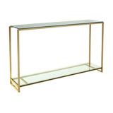 Federico Narrow Console Table, Clear Glass, Brass Accent