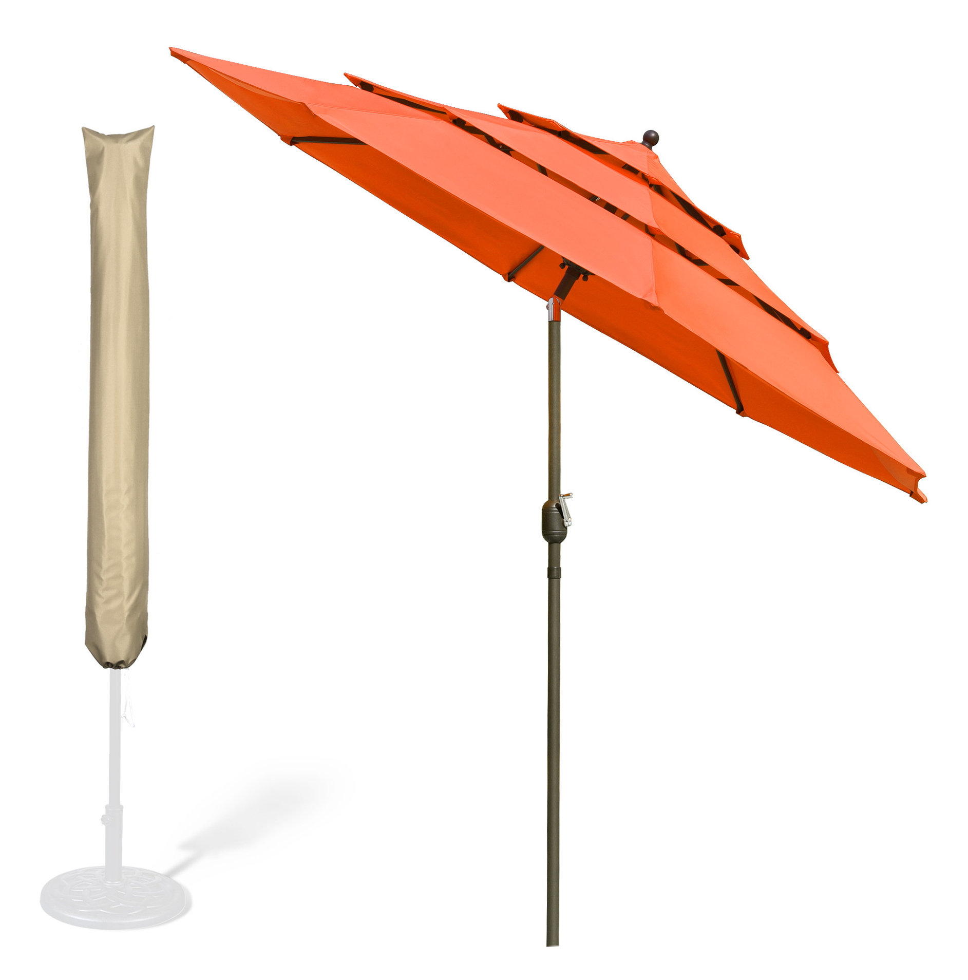 Yescom 10 Ft 3 Tier Patio Umbrella with Protective Cover Crank Push to Tilt