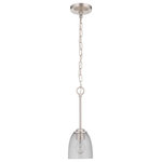 Craftmade - Craftmade Serene 1 Light Mini Pendant, Brushed Polished Nickel - The Serene is a lighting collection with beautifully sculpted lines. The metal and clear seeded glass is a blend of understated tranquility that soothes and balaces with your surroundings.