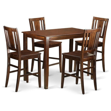 5-Piece Counter Height Pub Set, High Table And 4 Kitchen Chairs