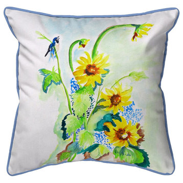 Betsy Drake Sunflower & Bird Extra Large Zippered Pillow 22x22