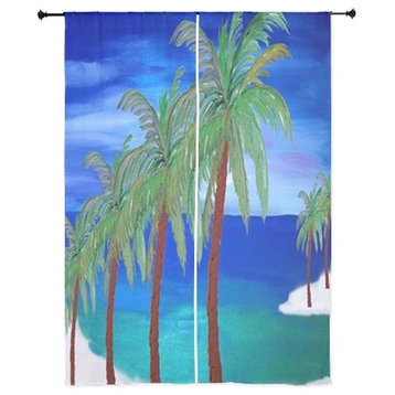 Beach Art Sheer Curtains, Palm Beach