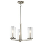Kichler - Chandelier/Semi Flush 3-Light, Brushed Nickel - Streamlined and simple. This Crosby 3 light convertible mini chandelier/semi flush ceiling light in Brushed Nickel delivers clean lines for a contemporary style. The clear glass shades enhance this minimalistic design.