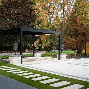 Modern Aluminum Pergola & Sunken Fire Lounge