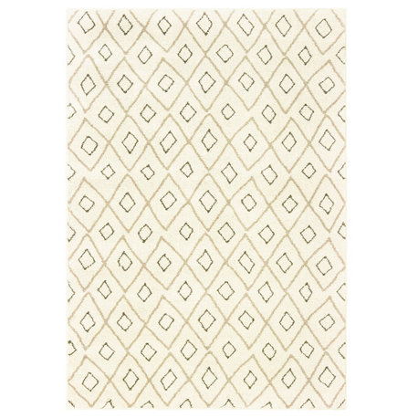 Carolina Tribal Lattice Ivory/Sand Area Rug, 9'10"x12'10"