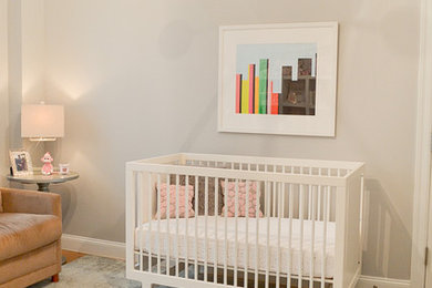 Photo of a transitional nursery in New York.