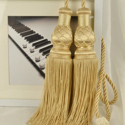 10 Colors QYM46 Polyester Curtain Tassel Tie Backs in Beige Color - Window Treatment Accessories