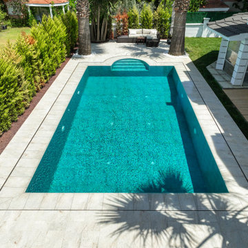 Piazza Cyan & Beige Stone Porcelain Tiles- Cesme,Izmir Villa