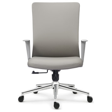 Modern Ergonomic Office Chair Faux Leather Upholstery Lumbar Support, Gray