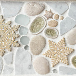 Snowflakes - White | Snow Dog Collection - Mosaic Tile