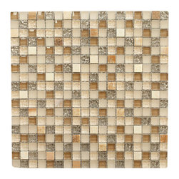 Cream with Cream Marble Square Glass Mosaic Tile - Home Accessories & Decor