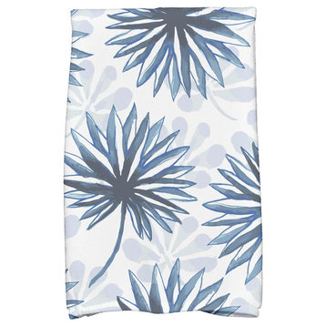 18"x30" Spike and Stamp, Floral Print Kitchen Towel, Blue