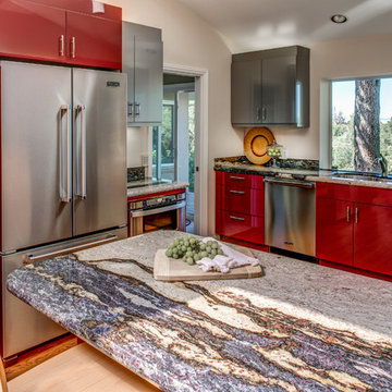 Ultra Contemporary, Red, High Gloss Kitchen, Designed By: Cynthia Collins