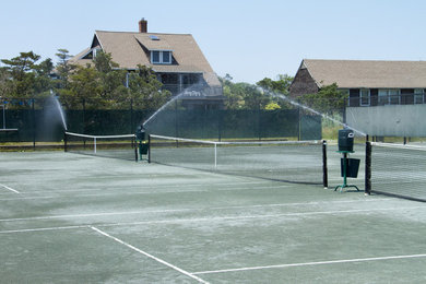 Clay tennis courts irrigation on Fire Island