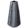 Bashir Dark Blue And White Ceramic Vase, 10"