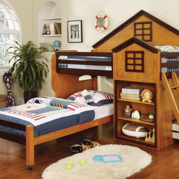 Citadel Twin over Twin Loft Bed | Oak / Walnut
