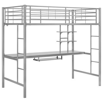 Roseto WEIF26090 Twin Steel Loft Bed - Silver