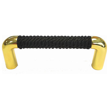 Nautiluxe Nautical Rope Drawer Pull, Black/Gold