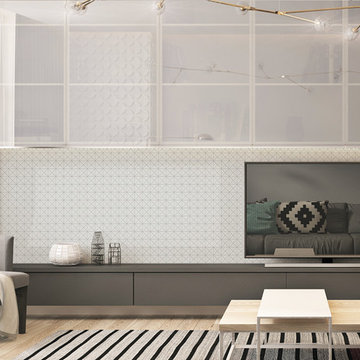 Modern Living Room Triangular Porcelain Mosaic Tile