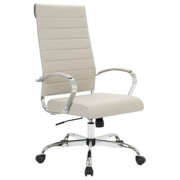 LeisureMod Benmar High-Back Adjustable Leather Office Chair, Tan
