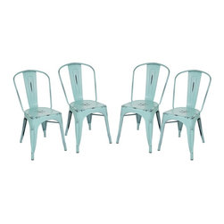 Glitzhome - Set of 4 Vintage Light Metal Side Chair - Dining Chairs