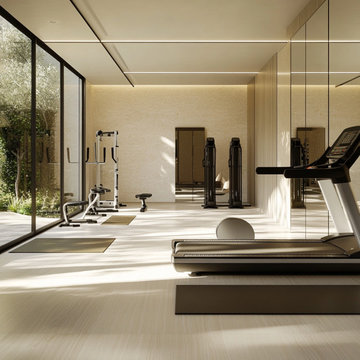 A modern home gym with Sleek flooring