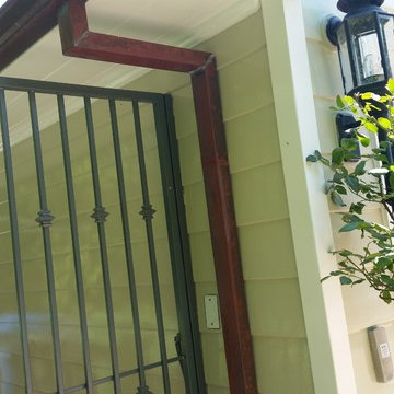 Aged Copper 1 Year Later Pacific Palisades 5inch K-Style Gutters