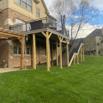 Sandy Birch TimberTech Deck with Aluminum Pickets in Woodstock, IL