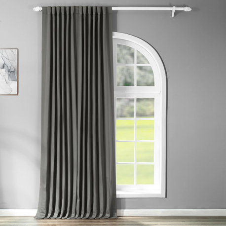 Anthracite Gray Doublewide Room Darkening Curtain Single Panel, 100"x96"