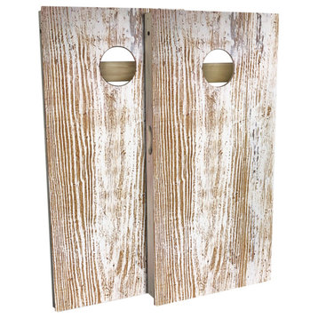 Country Living Rustic White Faded Regulation Cornhole Board, Includes 8 Bags