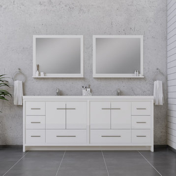 Sortino 84" Double Bathroom Vanity, White