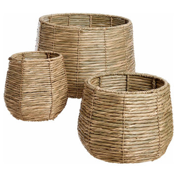 Pesaro Woven Water Hyacinth Twine Baskets Set of 3